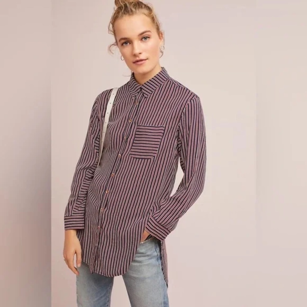 MAEVE Adelaide Striped Button-down Blouse NWOT Sz Medium